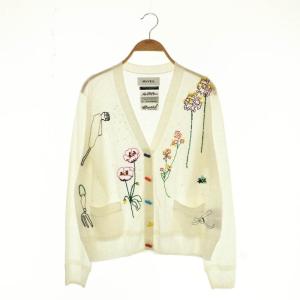25SS ガーデニング刺繍カーディガン シアー ビジュー 36 オフホワイト
