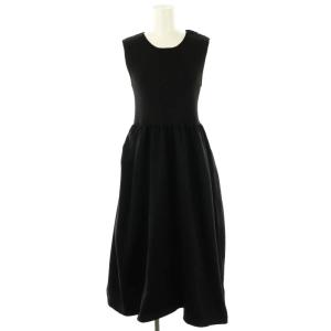 24SS ノースリーブ リブニット ワンピース ミモレ ロング TU 黒 ブラック /AT OS