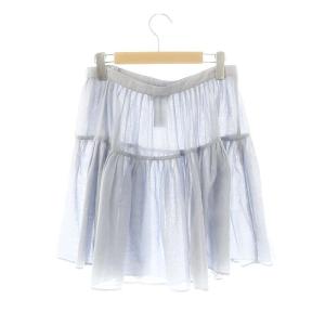 agnes b. 24SS コットン タック フレアスカート 38 ライトブルー /MI OS