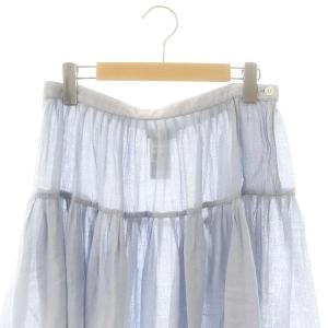 agnes b. 24SS コットン タック フレアスカート 38 ライトブルー /MI OS