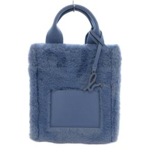 23AW 2way ハンドバッグ ショルダー フェイクファー 青 ブルー /JS