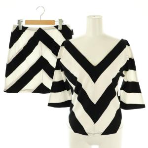 セットアップ ボーダー カットソー スカート 台形 1 白 黒 /MI OS