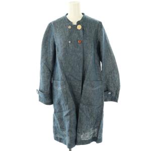 haupia デニムコート ノーカラー ロング 38 紺 ネイビー /AT OS