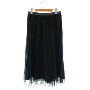 UNTITLED チュール プリーツスカート 3 紺 /MI OS