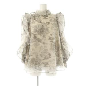 オーガンシースルーブラウス 総柄 長袖 F グレー /AT OS