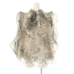 SNIDEL オーガンシースルーブラウス 総柄 長袖 F グレー /AT OS