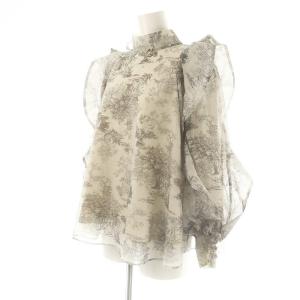 SNIDEL オーガンシースルーブラウス 総柄 長袖 F グレー /AT OS