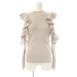 プリーツフリルスリーブニットプルオーバー 長袖 F ライトグレー /DF OS