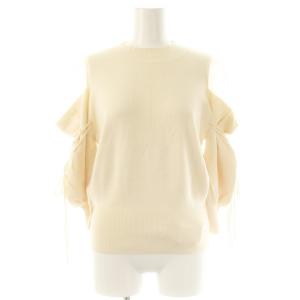 シースルーショルダーニットプルオーバー 七分袖 F アイボリー /DF OS