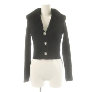 キャンディストック CANDY STOCK 23AW ファー衿ニットカーディガン ボレロ ビジュー F