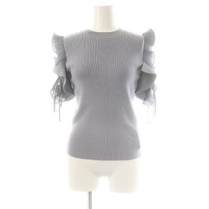 Sustainable フリルスリーブニットプルオーバー F ライトブルー /DF OS