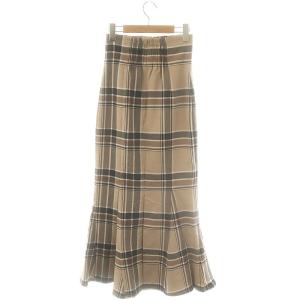 SNIDEL ハイウエストタイトヘムフレアチェックスカート マーメイドスカート ロング 0 ベージュ /DF OS
