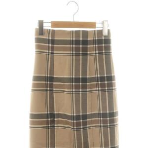 SNIDEL ハイウエストタイトヘムフレアチェックスカート マーメイドスカート ロング 0 ベージュ /DF OS