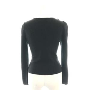 M'S GRACY カメリアジップ リボン リブニット カーディガン 長袖 38 ブラック /HK OS