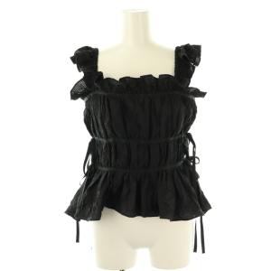 25SS シャーリングペプラムブラウス キャミソール F ブラック /DF OS