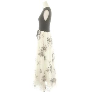 SNIDEL 25SS ドッキングワンピース ミモレ ロング ノースリーブ 1 黒 ブラック 白 ホワイト SWNO252060