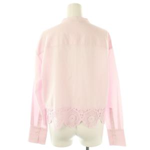 MAX&CO. レースヘムノーカラークロップドシャツ ブラウス 長袖 36 ピンク /DF OS