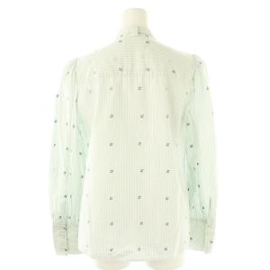 MAX&CO. ストライプノーカラーブラウス 長袖 36 ライトブルー /DF OS