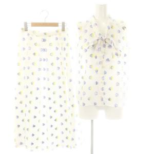 セットアップ キカJQボウタイブラウス スカート フレア 38 白 マルチカラー /MI OS