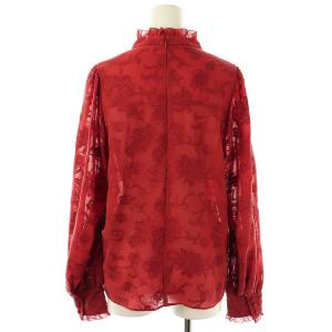 GRACE CONTINENTAL フラワー刺繍スタンドトップブラウス 長袖 38 オレンジレッド /DO OS