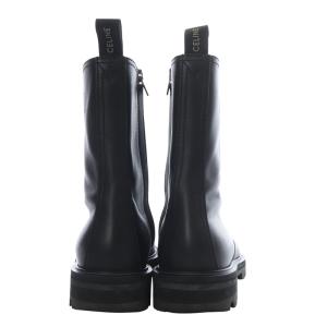 CELINE ブーツ ショート ローヒール トリオンフ サイドジップ レザー 36 ブラック /YO7 SH