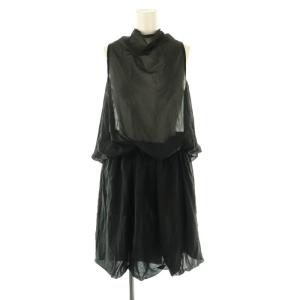 シースルーロングワンピース シルク 34 黒 /MI OS SH