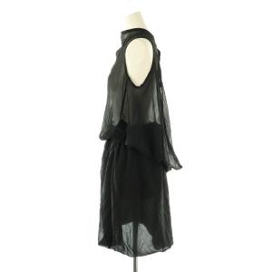 ANN DEMEULEMEESTER シースルーロングワンピース シルク 34 黒 /MI OS SH