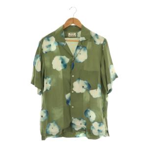 ELMS PRINT オープンカラーシャツ 総柄 46 カーキ 青 白 /MI OS SH