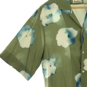 Acne Studios ELMS PRINT オープンカラーシャツ 総柄 46 カーキ 青 白 /MI OS SH