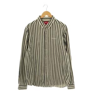 printed stripe shirt BDシャツ ボタンダウン L グレー ライトベージュ