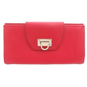 ガンチーニ 二つ折り長財布 ウォレット ロゴ 小銭入れあり レザー 赤 レッド /GV