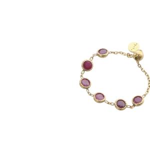 agete ルビーチェーンリング 指輪 K10YG 14号 イエローゴールド /SR22