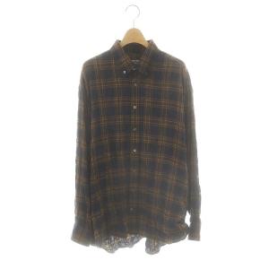 23AW シャーリングチェック Big-BD-シャツ ボタンダウンシャツ 長袖 ネイビー ブラウン /DF