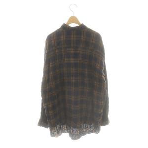 JOURNAL STANDARD LUXE 23AW シャーリングチェック Big-BD-シャツ ボタンダウンシャツ 長袖 ネイビー ブラウン /DF