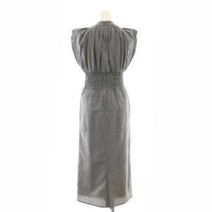 CELFORD 24AW ボウタイタイトワンピース マキシ ロング ノースリーブ 32 黒 ブラック 白 ホワイト /AT