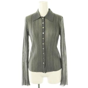 24AW シアーリブポロニット カーディガン ステンカラー 長袖 F グレー FWNT244155 /AQ