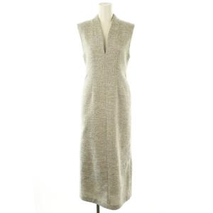 23AW Sustainableジレワンピース マキシ ロング ノースリーブ 0 白 ホワイト 黒 ブラック