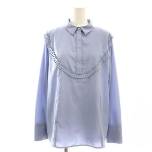 HANAE MORI ヨークフリルブラウス 長袖 38 青 ブルー /AT OS
