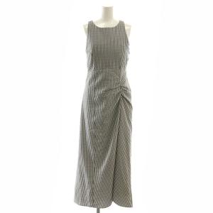 24AW ドロストバッグオープンワンピース マキシ ロング ノースリーブ 0 黒 ブラック 白 ホワイト