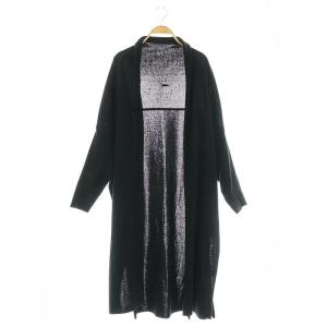 PARUコットンロングカーディガン ニット 前開きトッパー 黒 ブラック /AT OS