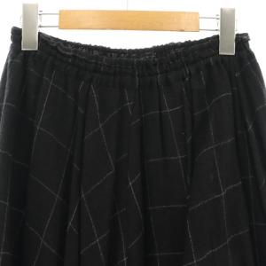 gomme ウール アシメントリースカート ギャザー ミモレ ロング M 黒 ブラック /AT OS