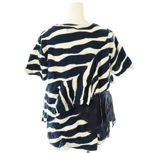 gomme ティアード ボーダー柄 Tシャツ カットソー 半袖 M ブルー オフホワイト /DF OS