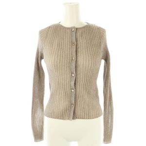 24SS ラメリブカーディガン ノーカラー 長袖  F ベージュ WGZ1041305A0004 /AQ