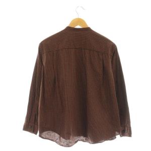 DANTON COTTON TWILL BAND COLLAR SHIRT L/S シャツ バンドカラー チェック 36