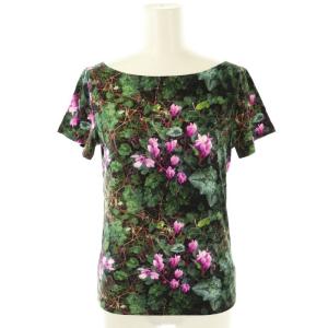 PRESTIGE 転写 花柄 半袖 カットソー ボートネック 1 緑 グリーン /AT OS