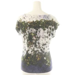 agnes b. 転写 花柄 ノースリーブ カットソー ボートネック 1 白 ホワイト 緑 グリーン /AT OS