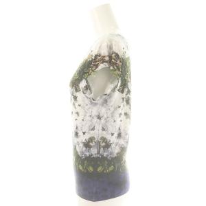 agnes b. 転写 花柄 ノースリーブ カットソー ボートネック 1 白 ホワイト 緑 グリーン /AT OS