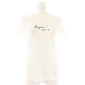 トカゲ ロゴ 刺繍 半袖 Tシャツ カットソー T1 白 ホワイト /AT OS