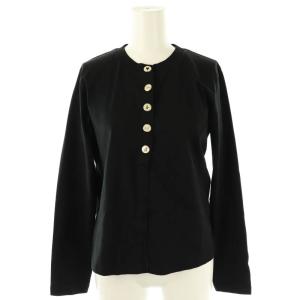 プリントボタン カーディガン クルーネック 1 黒 ブラック /AT OS