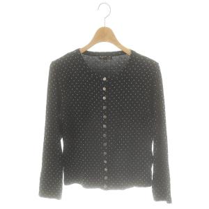 ロゴボタン ドット カーディガン クルーネック T2 黒 ブラック /AT OS